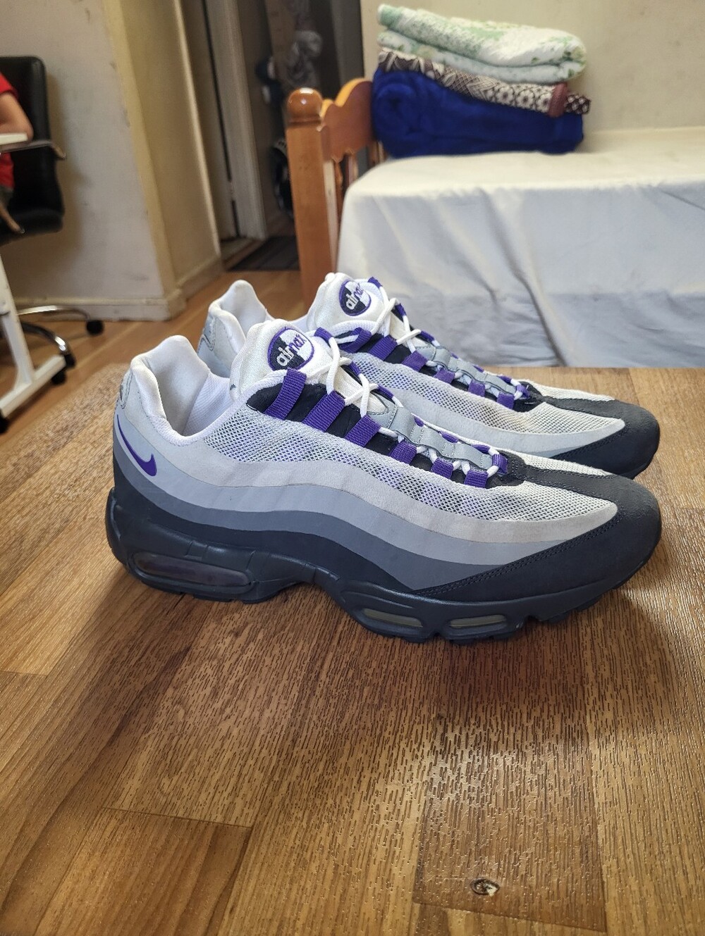 Nike Air Max 95 No Sew 511306-051 Anthracite/Pure Purple-Cool Grey-Wolf Size 12